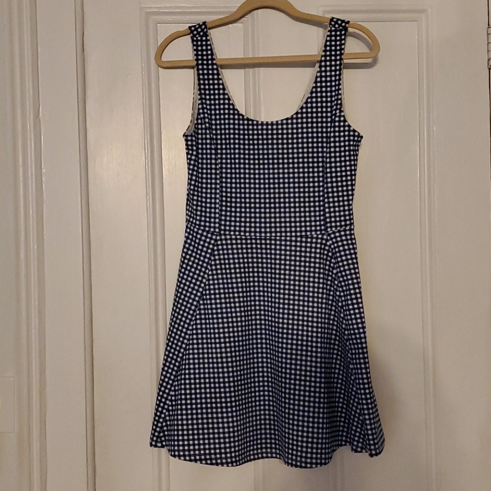 H&M blue and white gingham skater dress